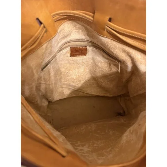 Furla vintage leather tote purse used purple orange color block bag - Picture 11 of 15